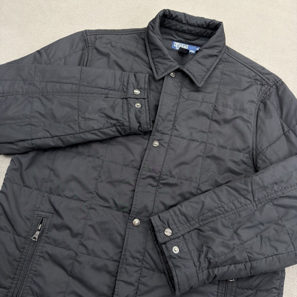 Vintage Polo Ralph Lauren Quilted Black Jacket Light Puffer Field Parka Men's M